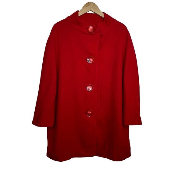 Vintage Wool Blend Red Swing Coat Size XL - Picture 4 of 16
